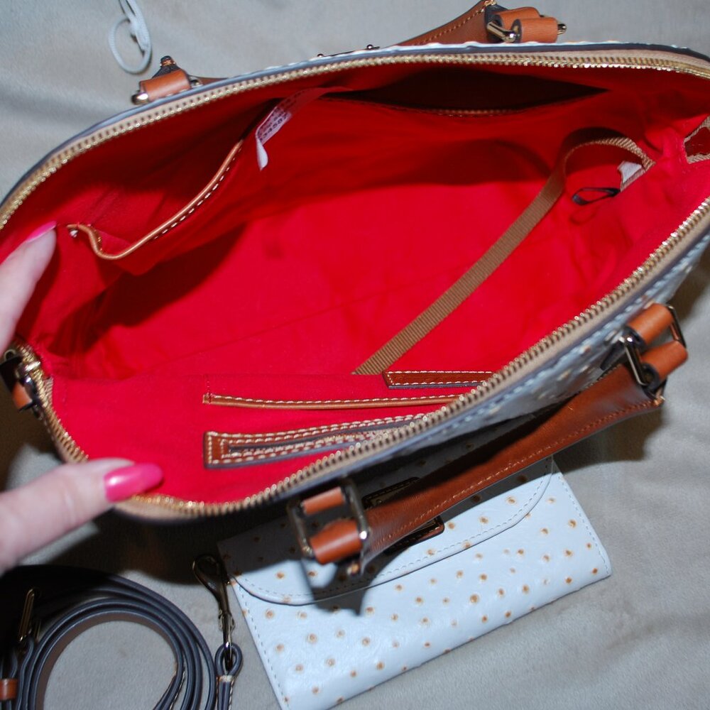 NEW Dooney & Bourke White Ostrich Purse & Matching Wallet - Picture 7 of 11